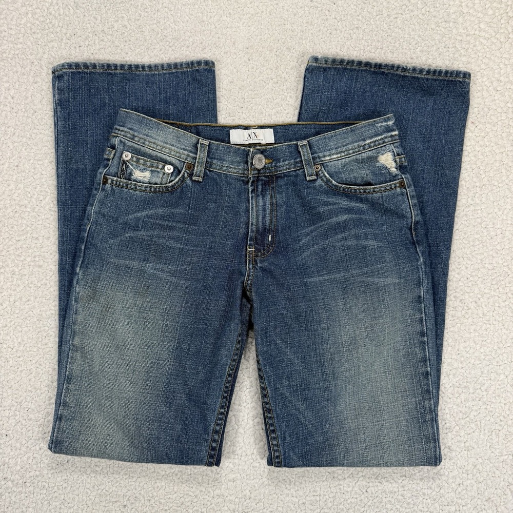 Armani Exchange Bootcut Jeans Women's 29x31 Distressed Y2K Western Boho Casual